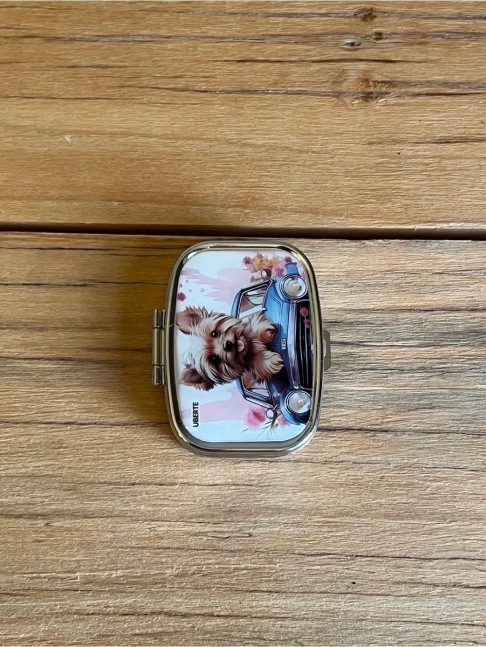Yorkie Puppy Purse Pill Box/Travel Jewelry Box-Puppy in Car